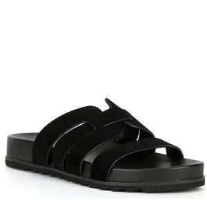 Gianni Bini Gaige black suede leather slip on‎ sandals sz 9.5 new